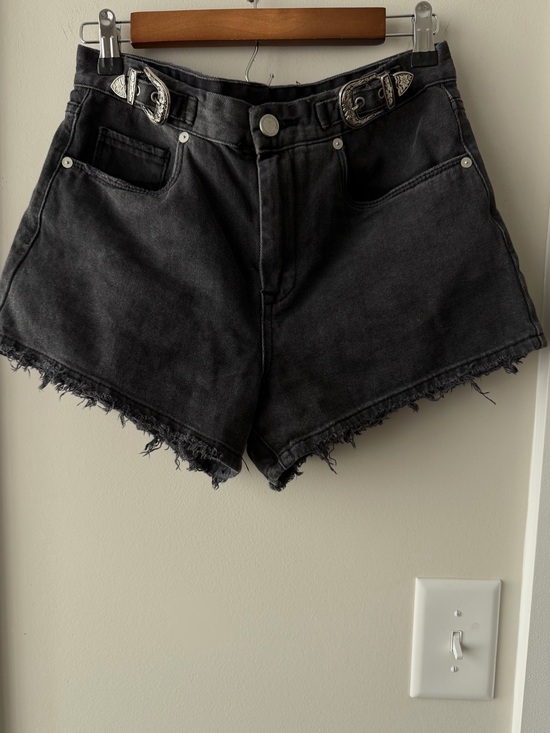 Blank NYC Pants - Blank NYC Black Frayed Hem Western-Accent Denim Shorts